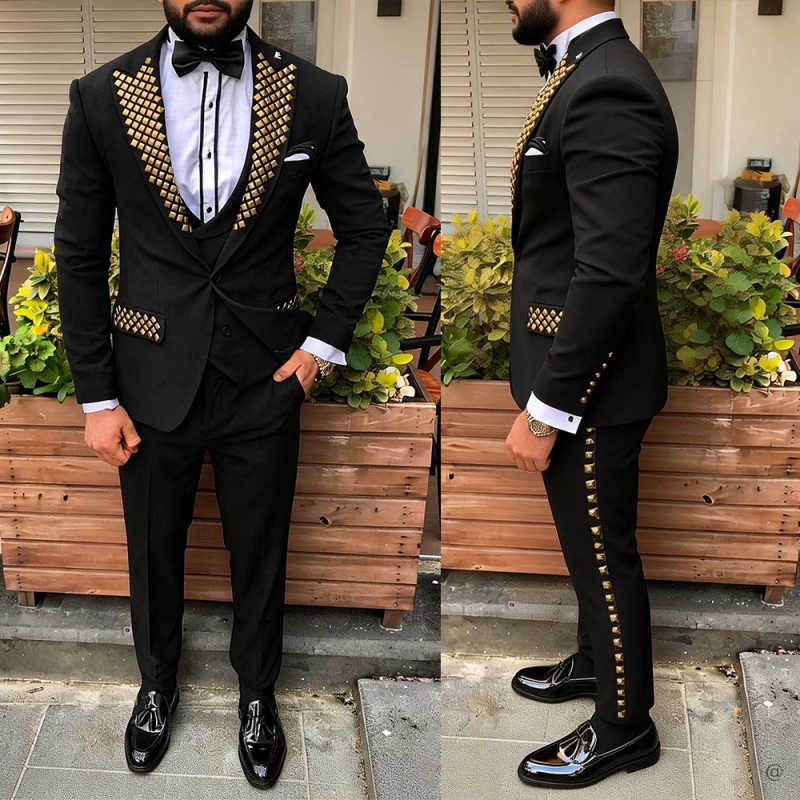 Men Formal Wear Modern - Modern Erkek Smokinleri Boncuklu Sivri Yaka